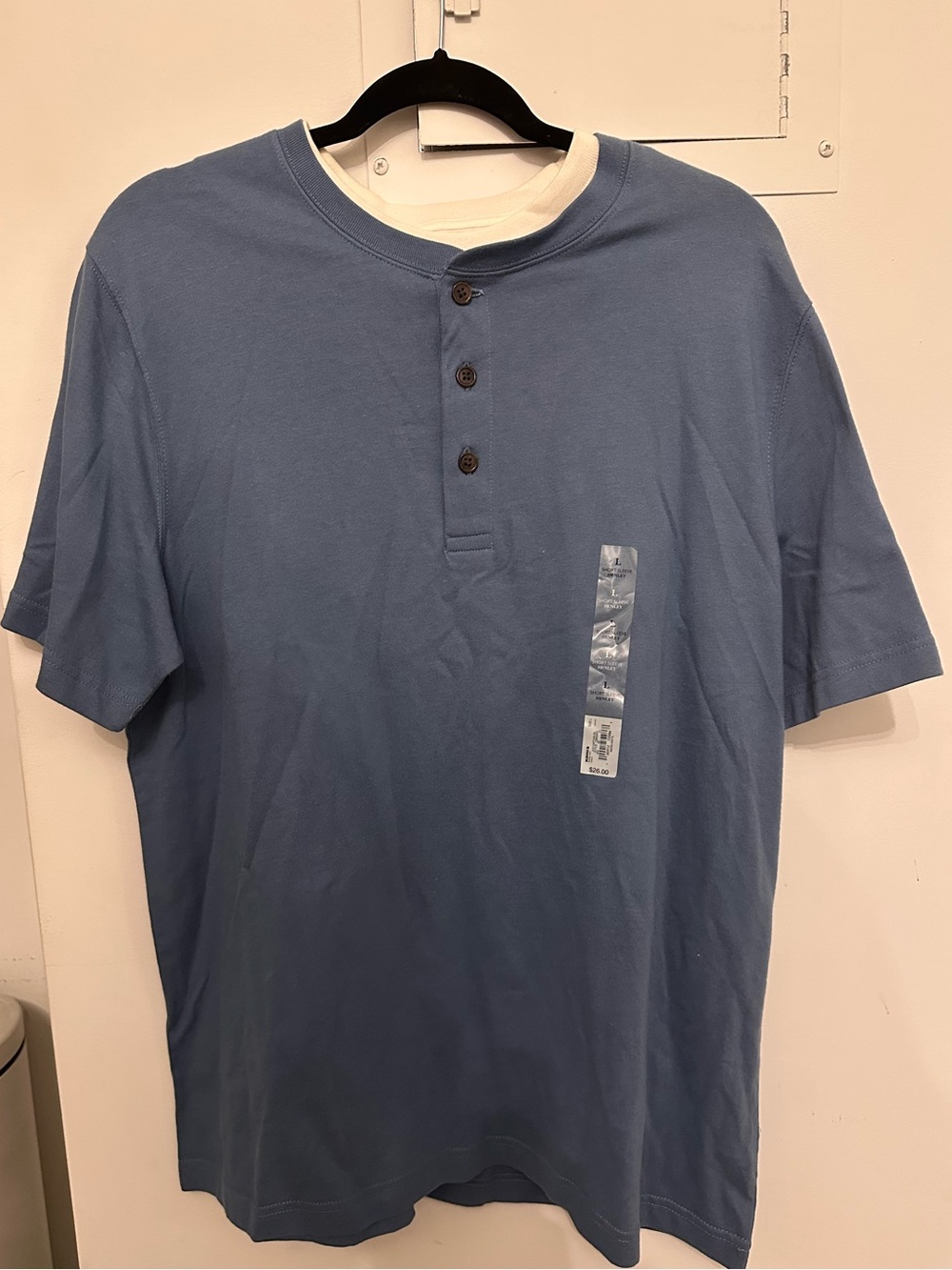 NWT Men's Short Sleeve Henley Shirt - Blue Croft & Barrow